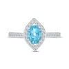 Thumbnail Image 3 of Oval-Cut Swiss Blue Topaz & White Lab-Created Sapphire Marquise Frame Ring Sterling Silver
