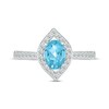 Thumbnail Image 2 of Oval-Cut Swiss Blue Topaz & White Lab-Created Sapphire Marquise Frame Ring Sterling Silver