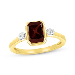 Emerald-Cut Garnet & White Lab-Created Sapphire Ring