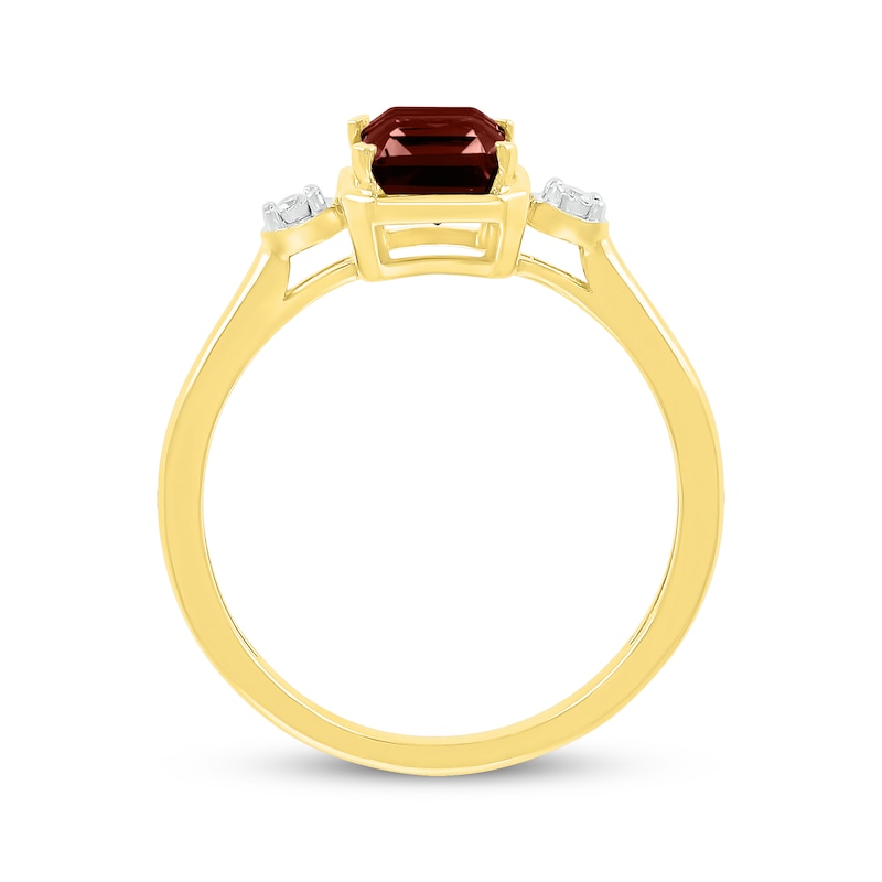Main Image 3 of Emerald-Cut Garnet & White Lab-Created Sapphire Ring