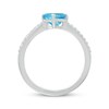 Thumbnail Image 2 of Oval-Cut Swiss Blue Topaz & White Lab-Created Sapphire Tilted Ring Sterling Silver
