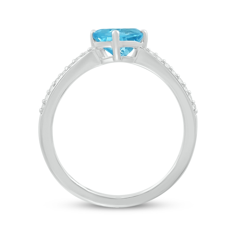 Main Image 2 of Oval-Cut Swiss Blue Topaz & White Lab-Created Sapphire Tilted Ring Sterling Silver