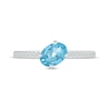 Thumbnail Image 3 of Oval-Cut Swiss Blue Topaz & White Lab-Created Sapphire Tilted Ring Sterling Silver