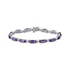 Thumbnail Image 1 of Oval-Cut Amethyst & White Lab-Created Sapphire Twist Link Bracelet Sterling Silver 7.5&quot;