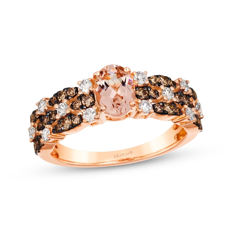 Main Image 1 of Le Vian Venetian Mosaic Morganite Ring 5/8 ct tw Diamonds 14K Strawberry Gold