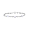 Thumbnail Image 1 of Oval-Cut Lab-Created Opal Twist Link Bracelet Sterling Silver 7.5&quot;