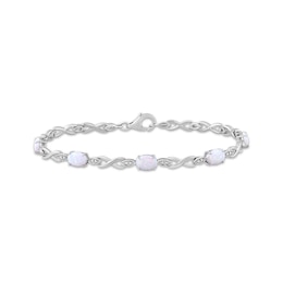 Oval-Cut Lab-Created Opal Twist Link Bracelet Sterling Silver 7.5"