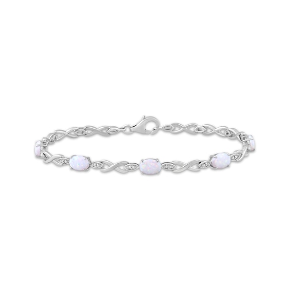 Oval-Cut Lab-Created Opal Twist Link Bracelet Sterling Silver 7.5"