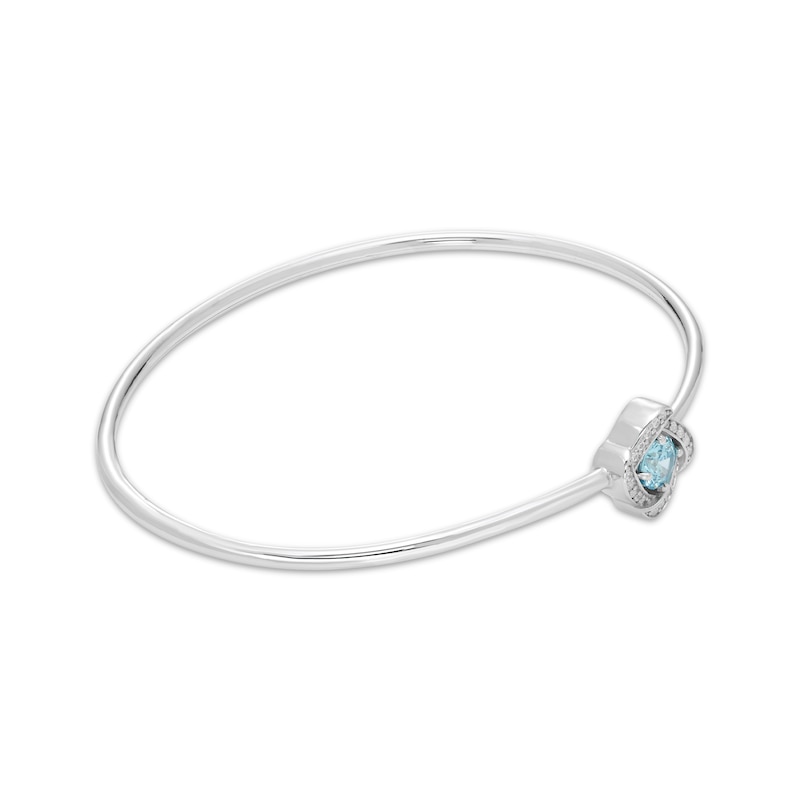 Main Image 2 of Swiss Blue Topaz & White Lab-Created Sapphire Open Bangle Bracelet Sterling Silver