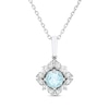 Thumbnail Image 1 of Aquamarine & White Lab-Created Sapphire Arabesque Necklace Sterling Silver 18&quot;