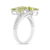 Thumbnail Image 2 of Pear-Shaped Peridot & White Lab-Created Sapphire Cluster Ring Sterling Silver