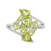 Thumbnail Image 3 of Pear-Shaped Peridot & White Lab-Created Sapphire Cluster Ring Sterling Silver
