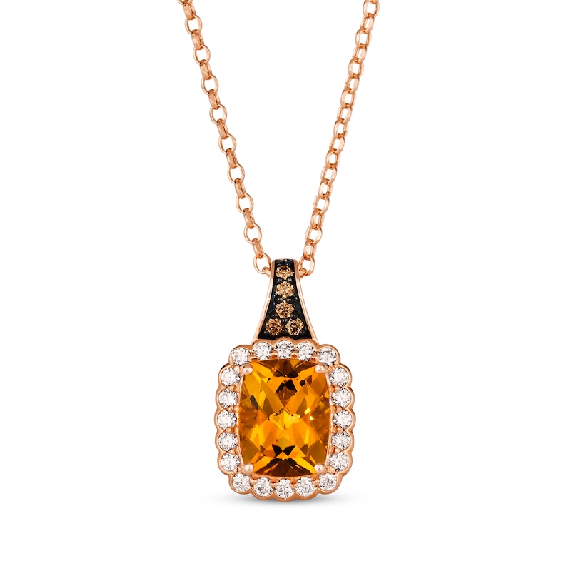 Le Vian Chocolatier Citrine Necklace 1/4 ct tw Diamonds 14K Strawberry Gold 19"