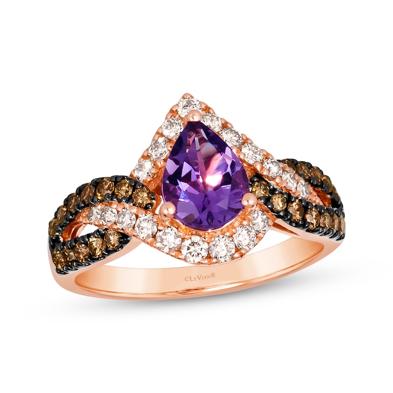 Main Image 1 of Le Vian Amethyst Ring 3/4 ct tw Diamonds 14K Strawberry Gold