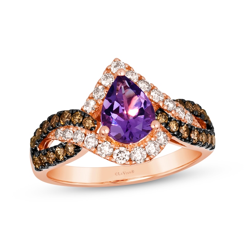 Le Vian Amethyst Ring 3/4 ct tw Diamonds 14K Strawberry Gold