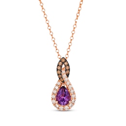 Le Vian Amethyst Necklace 1/2 ct tw Diamonds 14K Strawberry Gold 19"