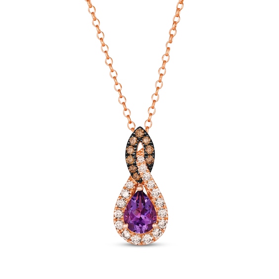 Le Vian Amethyst Necklace 1/2 ct tw Diamonds 14K Strawberry Gold 19"
