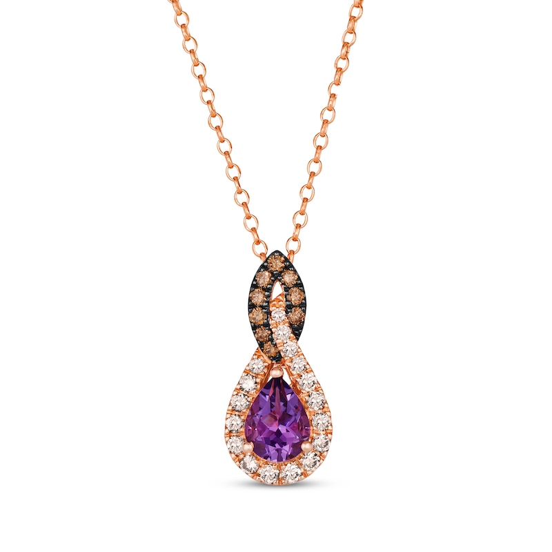 Main Image 1 of Le Vian Amethyst Necklace 1/2 ct tw Diamonds 14K Strawberry Gold 19"