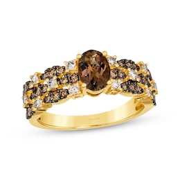 Le Vian Venetian Mosaic Chocolate Quartz Ring 5/8 ct tw Diamonds 14K Honey Gold