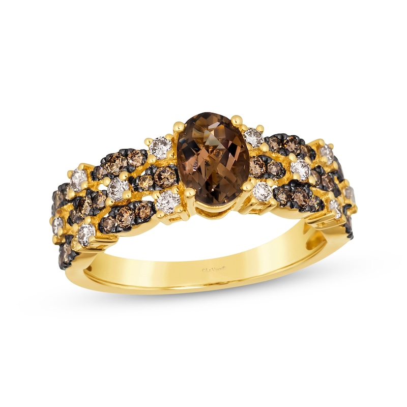Main Image 1 of Le Vian Venetian Mosaic Chocolate Quartz Ring 5/8 ct tw Diamonds 14K Honey Gold