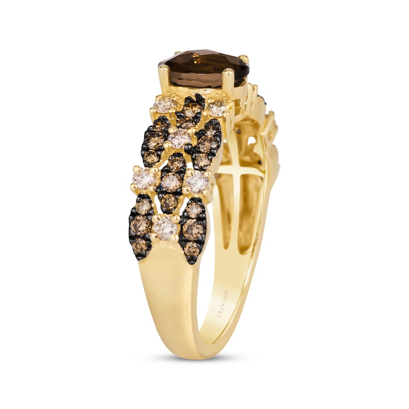 Main Image 2 of Le Vian Venetian Mosaic Chocolate Quartz Ring 5/8 ct tw Diamonds 14K Honey Gold