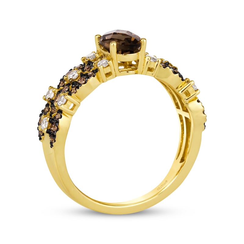Main Image 3 of Le Vian Venetian Mosaic Chocolate Quartz Ring 5/8 ct tw Diamonds 14K Honey Gold