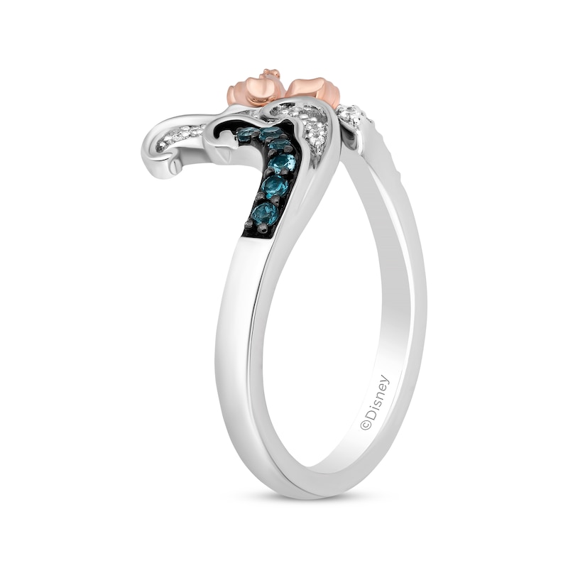 Main Image 2 of Disney Treasures Lilo & Stitch London Blue Topaz & Diamond Wave & Flower Ring 1/10 ct tw Sterling Silver & 10K Rose Gold