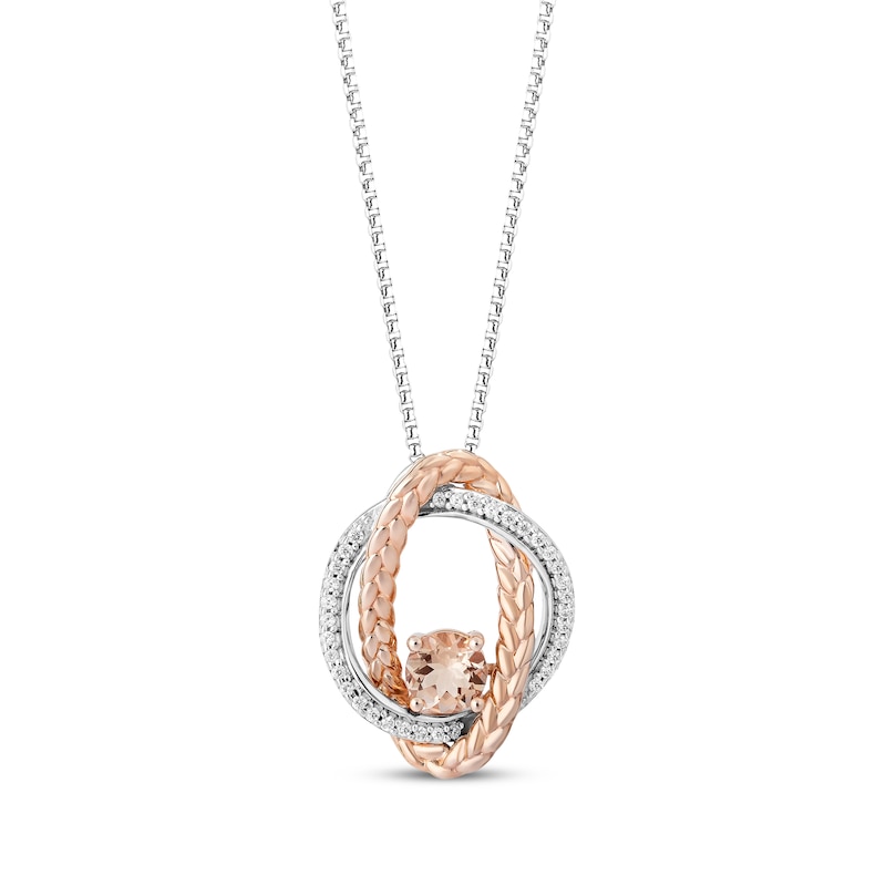 Star Wars Princess Leia Morganite & Diamond Necklace 1/8 ct tw Sterling Silver & 10K Rose Gold 18"