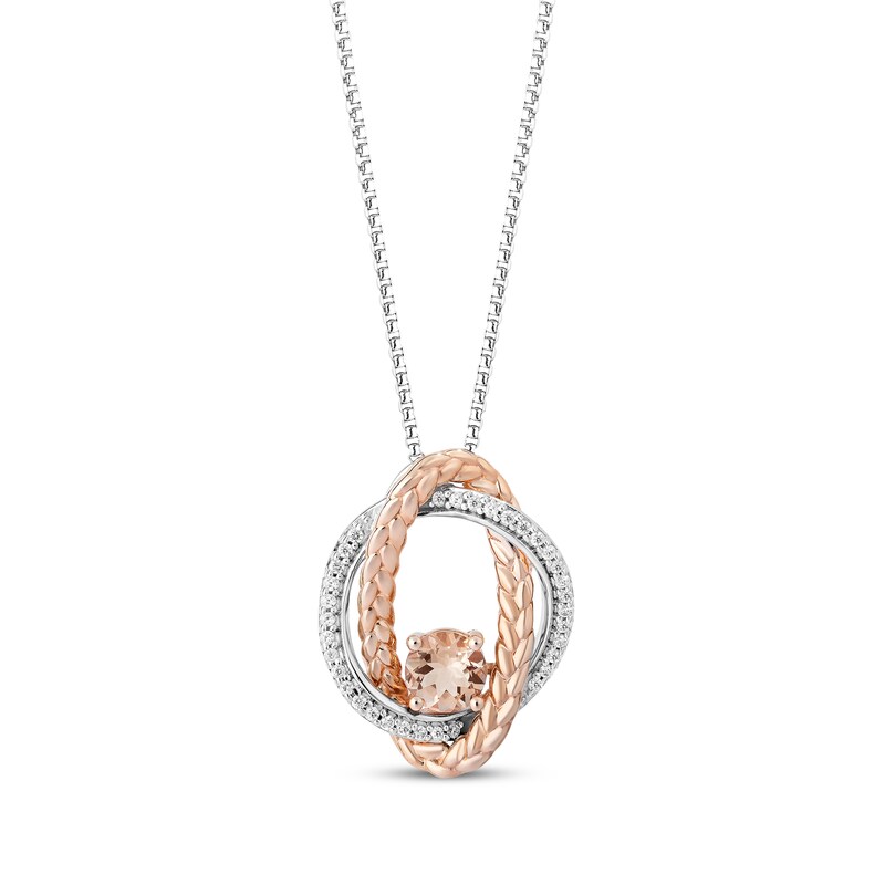 Main Image 1 of Star Wars Princess Leia Morganite & Diamond Necklace 1/8 ct tw Sterling Silver & 10K Rose Gold 18&quot;