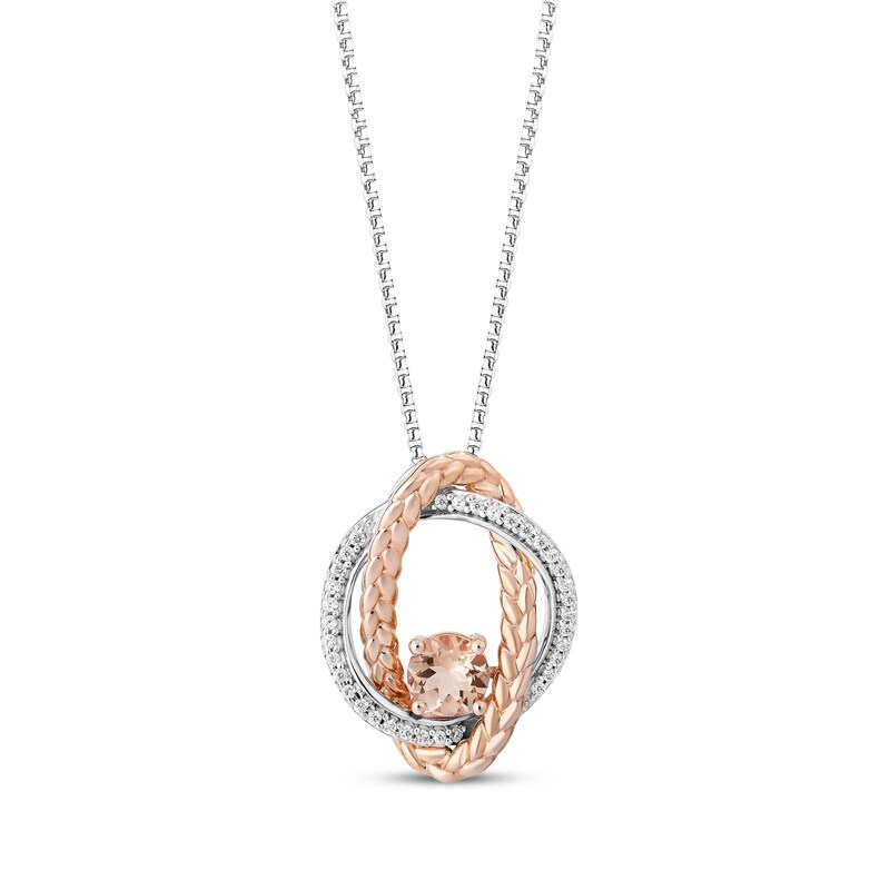 Star Wars Princess Leia Morganite & Diamond Necklace 1/8 ct tw Sterling Silver & 10K Rose Gold 18"