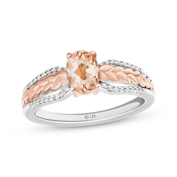 Star Wars Princess Leia Oval-Cut Morganite & Diamond Braid Ring 1/10 ct tw Sterling Silver & 10K Rose Gold