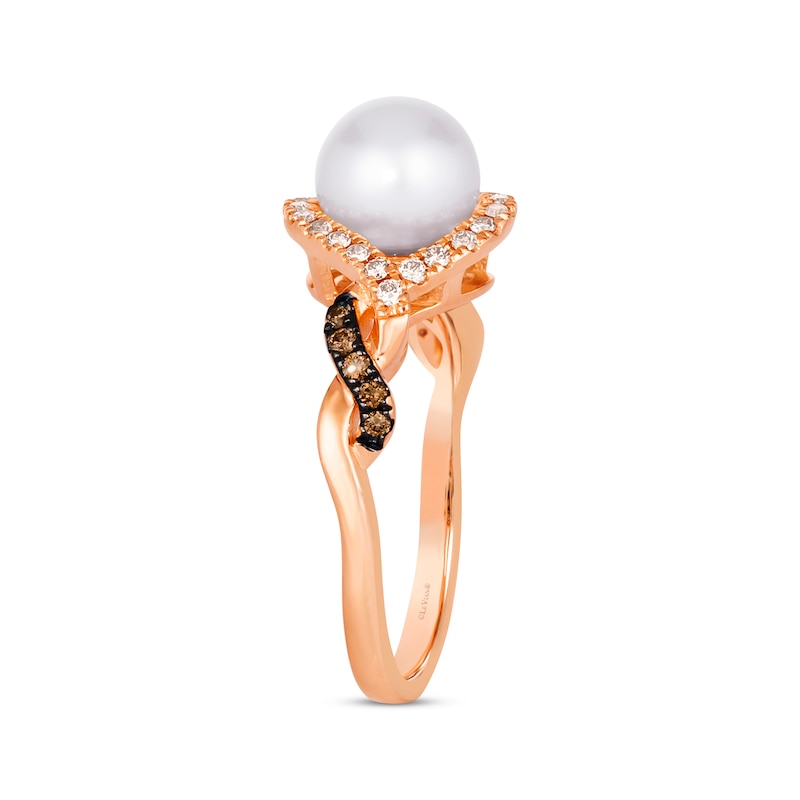 Le Vian Cultured Pearl Ring 1/4 ct tw Diamonds 14K Strawberry Gold