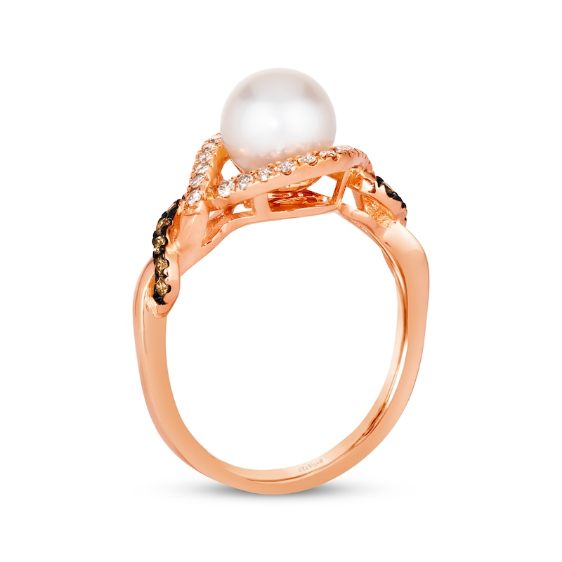 Main Image 3 of Le Vian Cultured Pearl Ring 1/4 ct tw Diamonds 14K Strawberry Gold