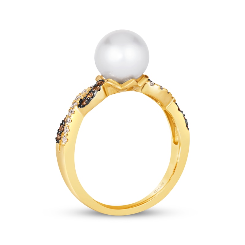 Main Image 3 of Le Vian Cultured Pearl Ring 1/5 ct tw Diamonds 14K Honey Gold