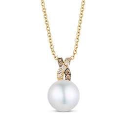 Le Vian Cultured Pearl Necklace 1/20 ct tw Diamonds 14K Honey Gold 19"