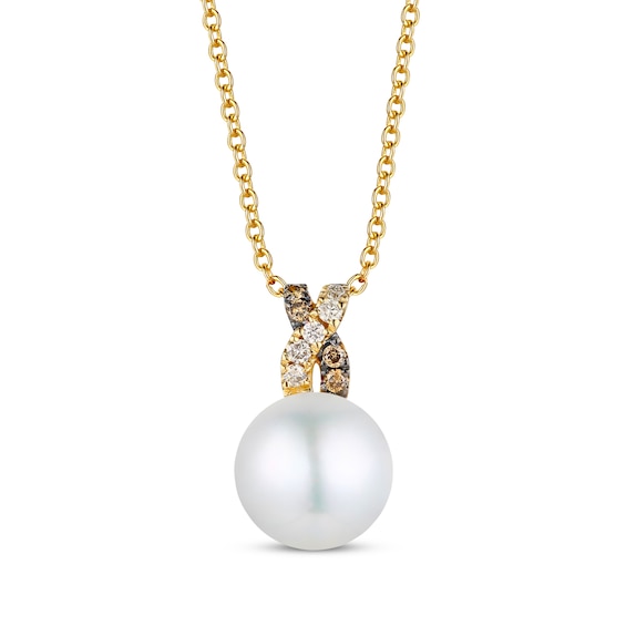 Le Vian Cultured Pearl Necklace 1/20 ct tw Diamonds 14K Honey Gold 19"