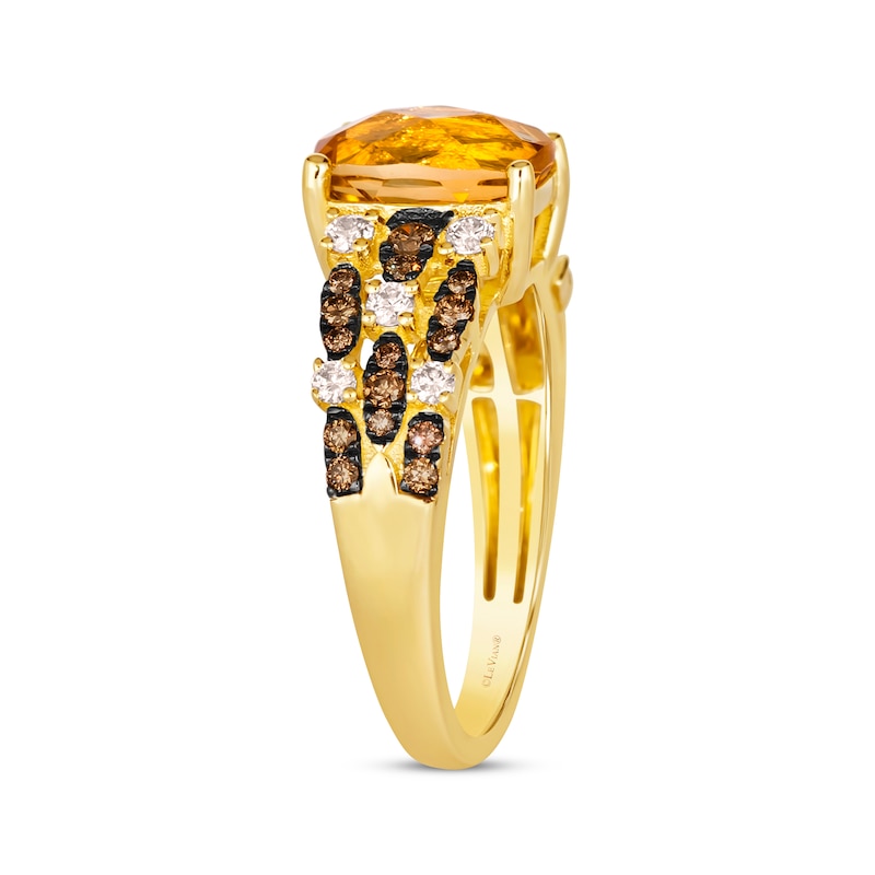 Main Image 2 of Le Vian Venetian Mosaic Citrine Ring 1/2 ct tw Diamonds 14K Honey Gold