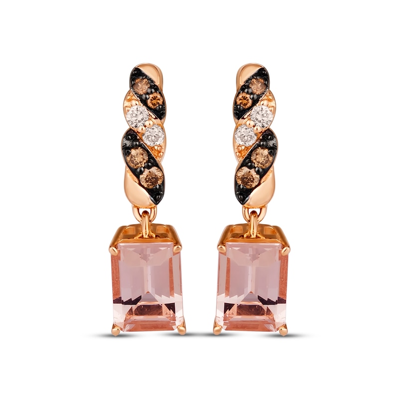 Main Image 2 of Le Vian Morganite Drop Earrings 1/6 ct tw Diamonds 14K Strawberry Gold