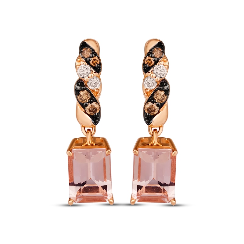 Le Vian Morganite Drop Earrings 1/6 ct tw Diamonds 14K Strawberry Gold