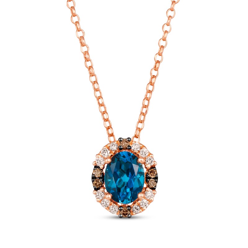 Main Image 1 of Le Vian Venetian Mosaic Blue Topaz Necklace 1/5 ct tw Diamonds 14K Strawberry Gold 18&quot;