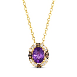 Le Vian Venetian Mosaic Amethyst Necklace 1/5 ct tw Diamonds 14K Honey Gold 19"