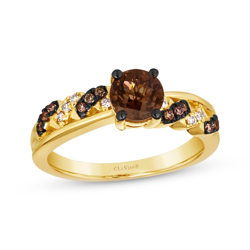 Main Image 1 of Le Vian Chocolate Quartz Ring 1/8 ct tw Diamonds 14K Honey Gold