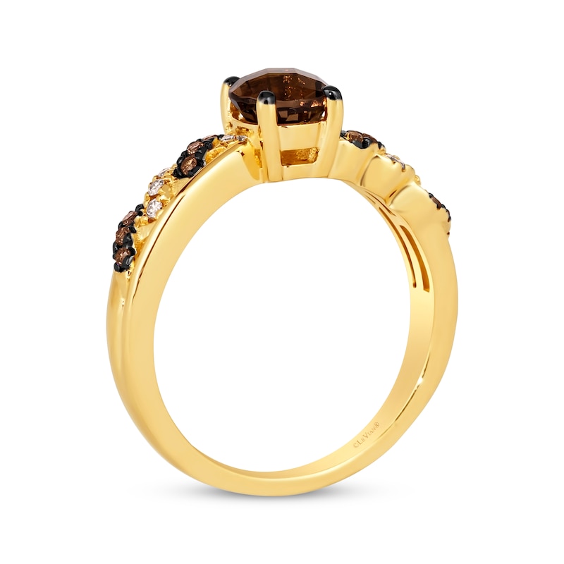 Main Image 3 of Le Vian Chocolate Quartz Ring 1/8 ct tw Diamonds 14K Honey Gold