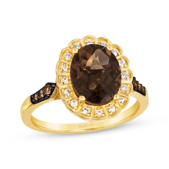 Le Vian Chocolate Quartz Ring 1/6 ct tw Diamonds 14K Honey Gold