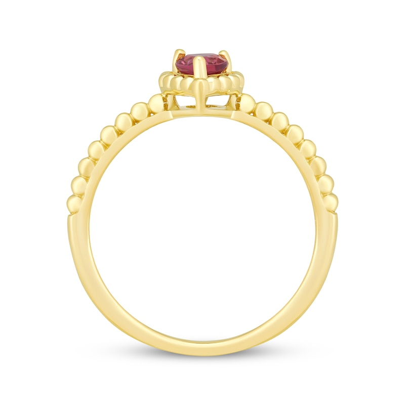 Main Image 2 of Pear-Shaped Pink Tourmaline Beaded Ring 10K Yellow Gold
