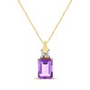 Thumbnail Image 1 of Emerald-Cut Amethyst & Diamond Accent Twist Ribbon Necklace 10K Yellow Gold 18&quot;