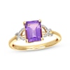 Thumbnail Image 1 of Emerald-Cut Amethyst & Diamond Accent Twist Ribbon Ring 10K Yellow Gold