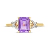 Thumbnail Image 3 of Emerald-Cut Amethyst & Diamond Accent Twist Ribbon Ring 10K Yellow Gold