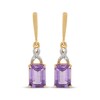 Thumbnail Image 2 of Emerald-Cut Amethyst & Diamond Accent Twist Ribbon Drop Earrings 10K Yellow Gold