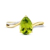 Thumbnail Image 3 of Pear-Shaped Peridot & Diamond Ring 1/15 ct tw 10K Yellow Gold